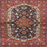 Ahgly Company Machine Washable Indoor Square Traditional Saffron Red Area Rugs 4 Square