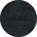 Ahgly Company Machine Washable Indoor Round Abstract Dark Slate Gray Green Area Rugs 8 Round