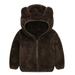 YYDGH Baby Girls Bear Ears Sherpa Fleece Long Sleeve Jacket Little Boys Girls Hooded Zipper Sweatshirt Outwear Coat Tops(Coffee 2-3 Years)