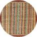 Ahgly Company Machine Washable Indoor Round Abstract Fall Leaf Brown Green Area Rugs 5 Round