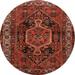 Ahgly Company Indoor Round Traditional Sienna Brown Persian Area Rugs 3 Round