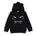 KIMI BEAR Toddler Girls Hoodie 4T Toddler Girls Autumn Winter Top 5T Toddler Girls Sweet Cartoon Cat Print Hooded Long Sleeve Hoodie Black