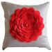 Brown Pillows Cover Modern Floral Pillow Cover 12x12 inch (30x30 cm) Pillow Cover Faux Suede Square Throw Pillow Covers 3D Red Felt Origami Rose Flower Pillows - Red Rose