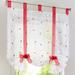 Goory Single Curtain Panel Embroidery Floral Short Window Curtain Tie Up Voile Window Drape Sheer Cafe Tier Tulle Kitchen Scarf Bathroom Valance Red W:31 x L:55