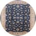 Ahgly Company Machine Washable Indoor Round Industrial Modern Purple Navy Blue Area Rugs 4 Round