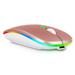 2.4GHz & Bluetooth Mouse Rechargeable Wireless Mouse for LG W41 Bluetooth Wireless Mouse for Laptop / PC / Mac / Computer / Tablet / Android RGB LED Rose Gold