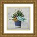 Purinton Julia 20x20 Gold Ornate Wood Framed with Double Matting Museum Art Print Titled - Succulent Still Life I Navy