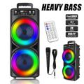 Tianlaimei Portable Bluetooth PA Speaker 5000W Dual 8 inch Subwoofer Heavy Bass Loud Sound System Party Speaker & Mic -FM/AUX/MP3/USB