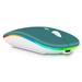 2.4GHz & Bluetooth Mouse Rechargeable Wireless Mouse for Icemobile G8 LTE Bluetooth Wireless Mouse for Laptop / PC / Mac / Computer / Tablet / Android RGB LED Deep Green