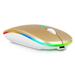 2.4GHz & Bluetooth Mouse Rechargeable Wireless Mouse for Mate X2 4G Bluetooth Wireless Mouse for Laptop / PC / Mac / Computer / Tablet / Android RGB LED Gold