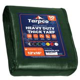 Tarpco Safety 12 ft. x 16 ft. 10 Mil Heavy Duty Polyethylene Tarp, Waterproof, Rip & Tear Proof Aluminum in Green | 1 H x 12 W x 16 D in | Wayfair