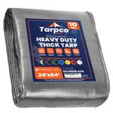 Tarpco Safety 24 ft. x 64 ft. 10 Mil Heavy Duty Polyethylene Tarp, Waterproof, Rip & Tear Proof Aluminum in Gray | 1 H x 24 W x 64 D in | Wayfair