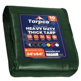 Tarpco Safety 24 ft. x 64 ft. 10 Mil Heavy Duty Polyethylene Tarp, Waterproof, Rip & Tear Proof Aluminum in Green | 1 H x 24 W x 64 D in | Wayfair