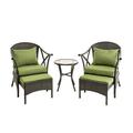 Plow & Hearth Wicker Patio Furniture Set w/ Light Green Cushions Metal in Brown | Wayfair 62D26 LGR