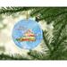 The Holiday Aisle® Merry Christmas Sheltie Solid Hanging Figurine Ornament Ceramic/Porcelain in Blue | 2.8125 H x 2.8125 W x 0.15 D in | Wayfair