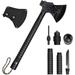 DFITO Camping Axes Kit Outdoor Survival Tactical Hatchet W/ Sheath/ Hammer/Compass/Flint/Whistle/Fish Scaler Tool Portable Camp Ax Survival Gear for Camping Hiking Hunting Emergency Expedition Black