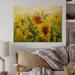 August Grove® Bright Yellow Sunny Sunflowers - Traditional Wood Wall Art - Natural Pine Wood in Brown/Green/Yellow | 12 H x 20 W x 1 D in | Wayfair