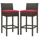 Home Square Conduit 30 Patio Bar Stool in Brown and Red - Set of 2