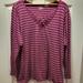 Torrid Tops | Lane Bryant Burgundy Stripe V-Neck Long Sleeve Tee | Color: Pink/Red | Size: 26w