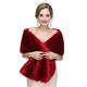 Faux Fur Shawl, Faux Fur Wrap Shawl Women Shawl Winter Warm Long Thicken Bridal Wrap Outdoor Cape Lady Wrap For Wedding Party Brides Bridesmaids (Color : Dark Red, Size : One size) (Dark Red One Siz