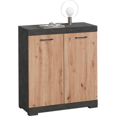 Kommode FMD "Bristol 1", braun (matera, artisan), B:80cm H:89,9cm T:34,9cm, Spanplatte, Sideboards Image