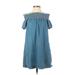 Alice & UO Casual Dress - Shift Off The Shoulder Short sleeves: Blue Print Dresses - Women's Size X-Small