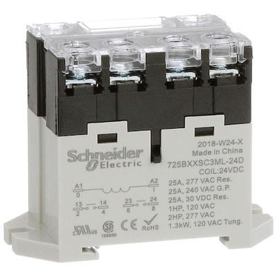 SCHNEIDER ELECTRIC 725BXXSC3ML-24D Enclosed Power Relay, DIN-Rail & Surface