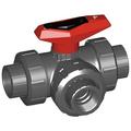 GF PIPING SYSTEMS 161543103 3/4" FNPT PVC Ball Valve 3-Way True Union