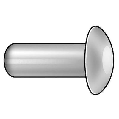 ZORO SELECT 70A0812P-EA-100 Solid Rivet, Universal Head, 0.25 in Dia., 0.75 in