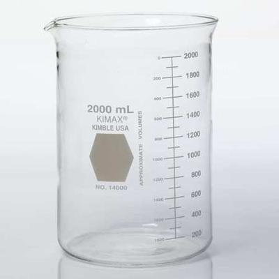 KIMBLE CHASE 14000-2000 Beaker,2000mL,Glass,PK8