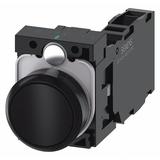 SIEMENS 3SU1100-0AB10-1FA0 Push Button,22mm,Black,Plastic Bezel