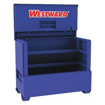 WESTWARD 499N10 WESTWARD Piano-Style Jobsite Box, Blue, 49.8 cu ft, 61" W x 35"