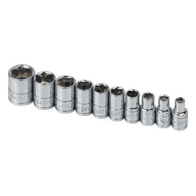 SK PROFESSIONAL TOOLS 4910 1/4" Drive Socket Set, SAE, 3/16 in to 9/16 in,