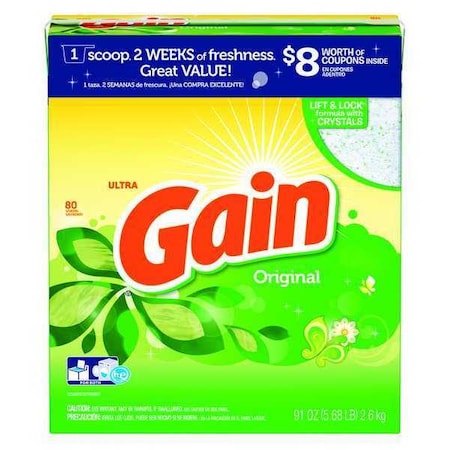 GAIN 84910 High Efficiency Laundry Detergent, 91 oz Box, Powder, Original, 3 PK