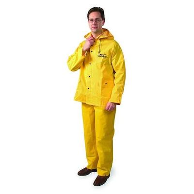 CONDOR 5T912 3 Piece Rainsuit w/Detachable Hood,Yellow,M