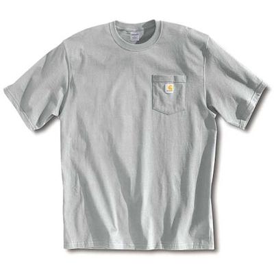 CARHARTT K87-HGY XLG REG Men's T-Shirt, 100% Cotton, Pullover, 1 Pocket(s),