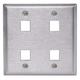 HUBBELL PREMISE WIRING SSF204 Plate,4 Ports,Gray,Wall