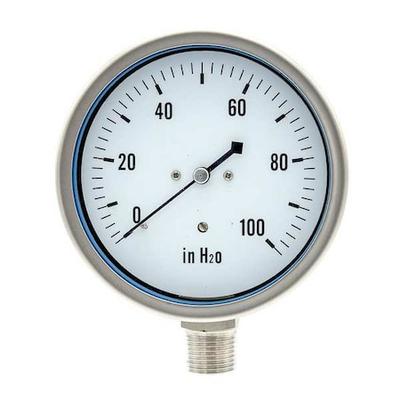 PIC GAUGES LP1-SS-402-100 Pressure Gauge, 0 to 100 in wc, 1/2 in MNPT,