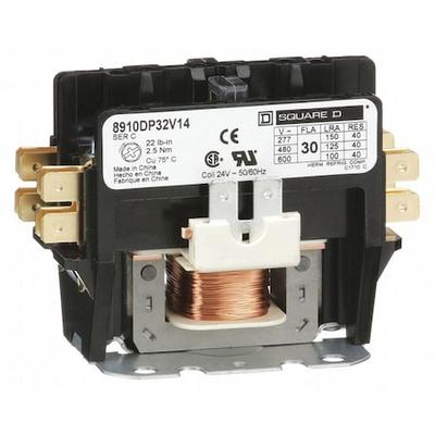 SQUARE D 8910DP32V14 24VAC Non-Reversing Definite Purpose Contactor 2P 30A, Hz: