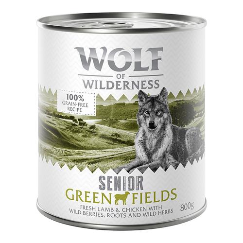 24 x 800g Seniorgreen Fields Lamm Wolf of Wilderness Hundefutter nass