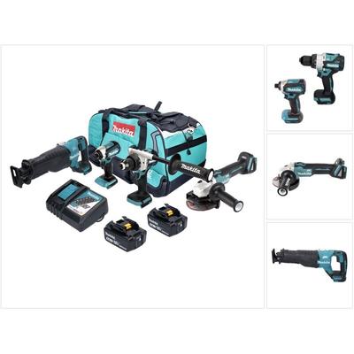 Makita - dlx 4157 TX1 Akku Kombo Kit 18 v ddf 486 + dga 504 + djr 187 + dtd 153 + 2x Akku 5,0 Ah + Image