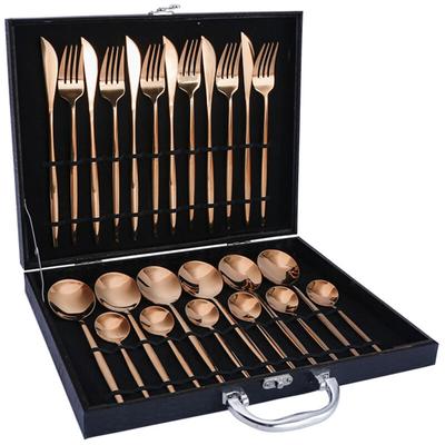 24Pcs Dinnerware Set With Gift Box Stainless Steel Kitchen Cutlery Set Knife Fork Spoon Flatware
