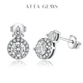 ATTAGEMS-Boucles d'oreilles rondes en argent regardé 925 pour femme diamant Moissanite test