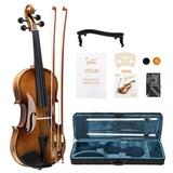 Glarry GV406 4/4 Acoustic Violin Kit Natural w/Square Case 2 Bows 3 In 1 Digital Metronome Tuner Tone Generatorï¼ŒExtra Strings and Bridge