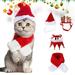 D-GROEE 1 Set Pet Scarf Super Soft Breathable Friendly to Skin Non-Fading Easy-wearing Keep Warm Polar Fleece 4 Pieces Christmas Cat Scarf Hat Costumes Set Pet Supplies