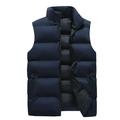 Winter Jackets for Men Winter Coats for Men New TrendsMen Solid Stand Collar Sleeveless Cardigan Jacket Outerwear Padded Coat Jean Jacket New Arrival Blue 2XL