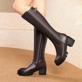 Handsome Motorcycle Boots With Belt Buckle Thick Heel High Heel High Boots