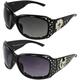 Rodeo Queen 2 Pairs of Padded Motorcycle Sunglasses for Women Black Fashionable Frame w/ Bling Rhinestones & Smoke Gradient Lenses