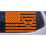 US American Flag Air Force USAF Car or Truck Window Laptop Decal Sticker Orange 3in X 4.7in