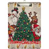KXMDXA Christmas Xmas Elf Santa Reindeer Snowman Clipboard Hardboard Wood Nursing Clip Board and Pull for Standard A4 Letter 13x9 inches